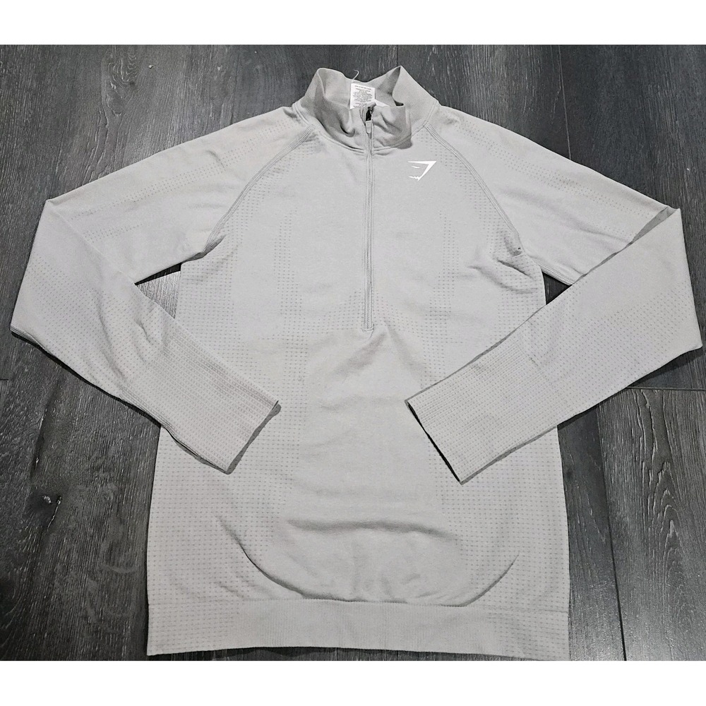Gymshark Vital Seamless‎ 2.0 1/2 Zip Pullover Women M Gray Stretch Training Run